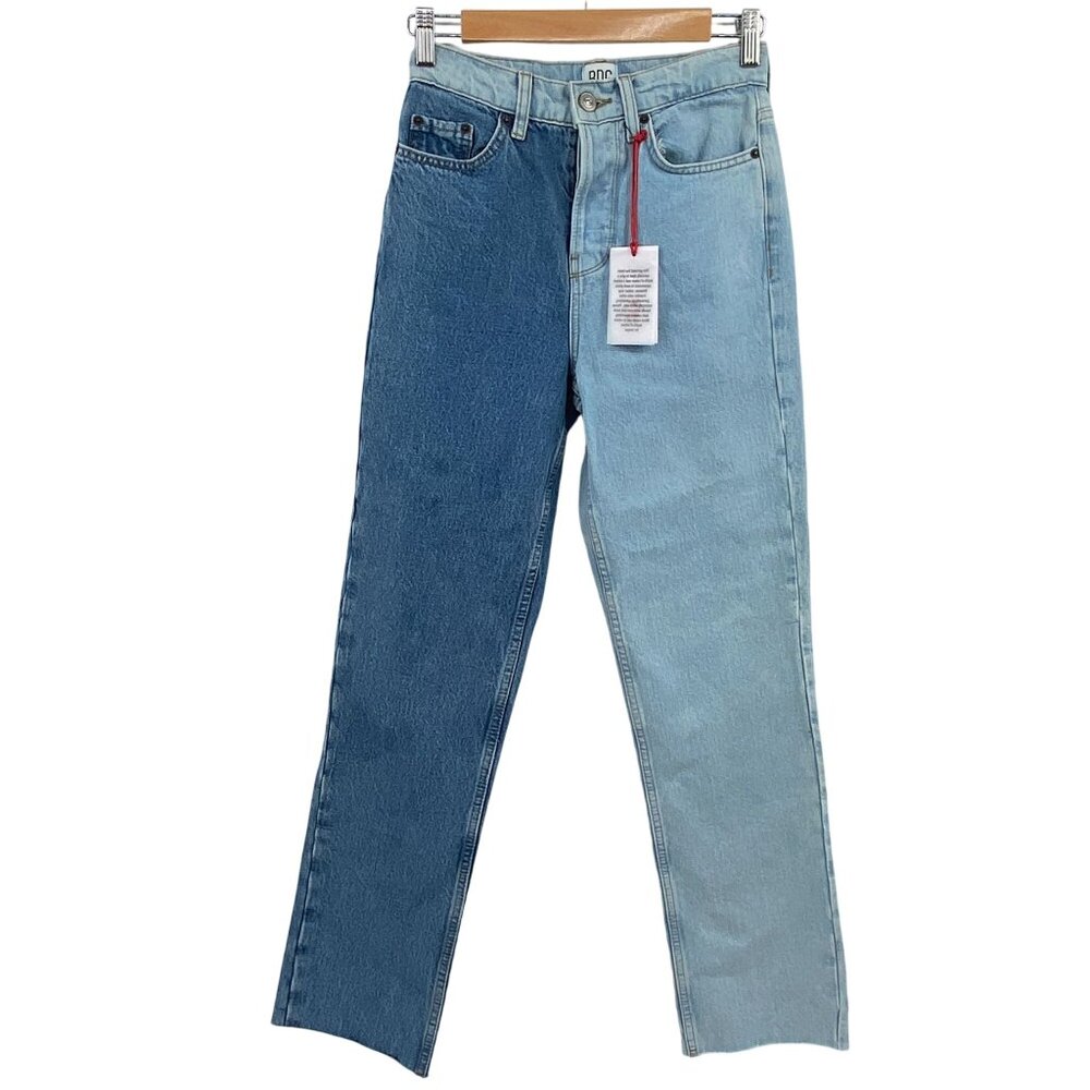 BDG Pax denim jeans size W25 two tone wash straight leg raw‎ hem